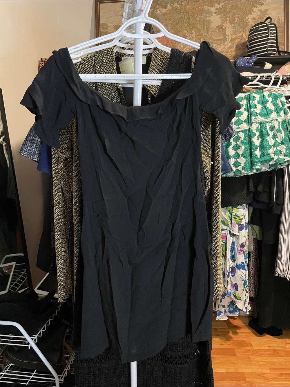 134 Reformation Off Shoulder Ruffle Trim Mini Dress - Picture 3 of 3